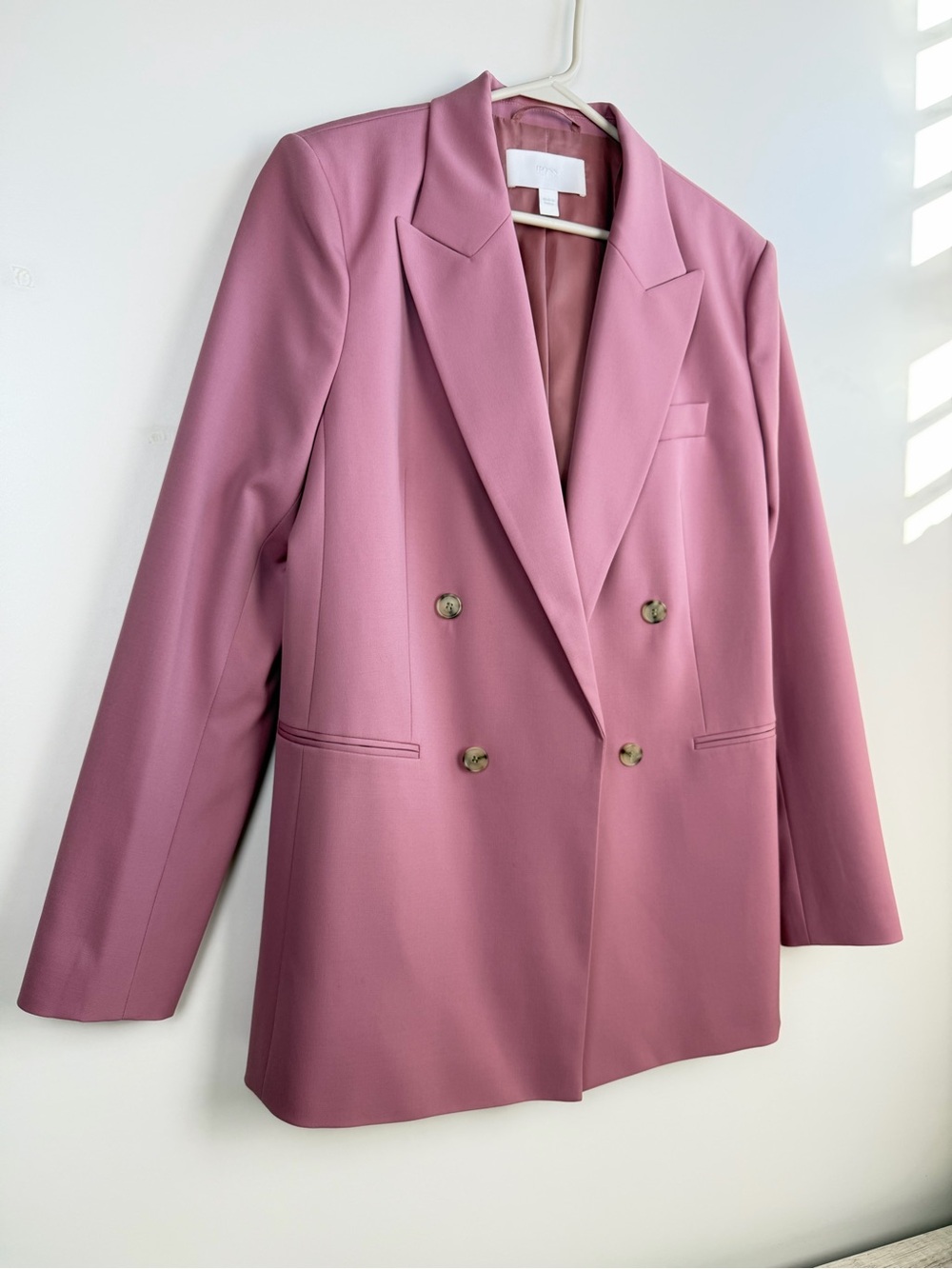 BOSS Hugo Boss Jericoa Stretch Wool Double-Breasted Blazer in Petal Pink US Sz 6 - Picture 4 of 10